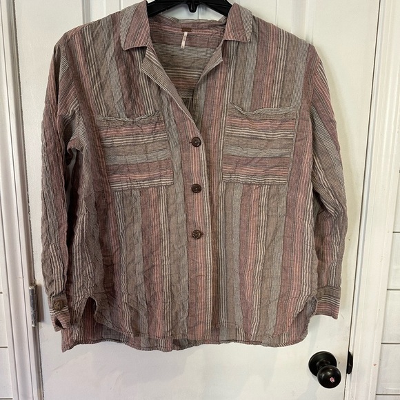 Free People Tops - Free People high tide multi stripe button down